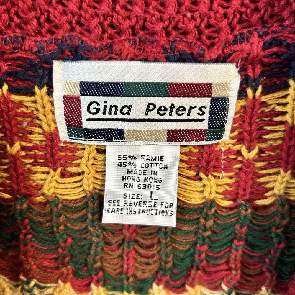 Vintage Women's Large Gina Peter's Sweater Vest. Button Up, Colorful. - Picture 7 of 7